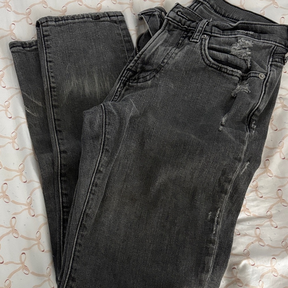 Abercrombie & Fitch Charcoal Distressed Jeans